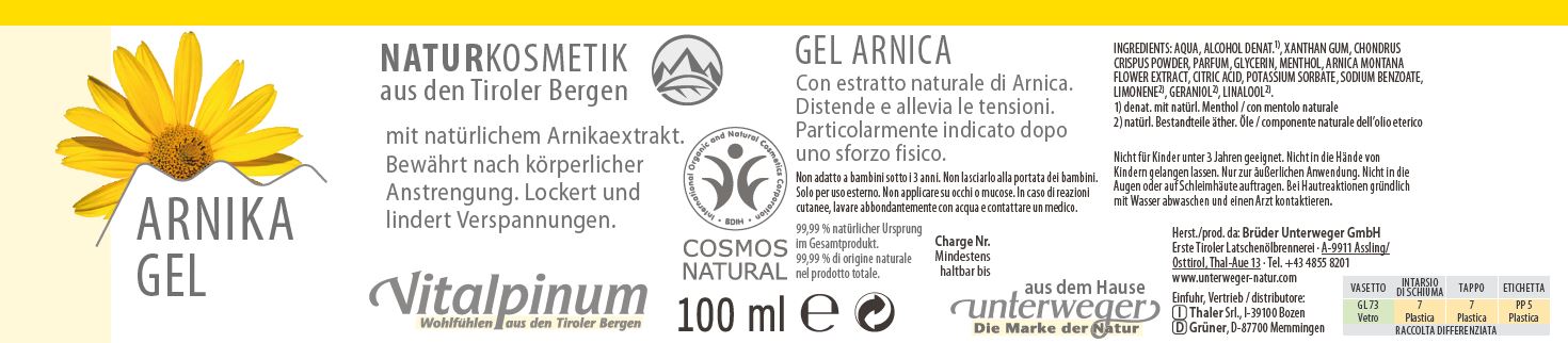 Arnica Gel from Unterweger - Muscle relaxation & regeneration - activating
