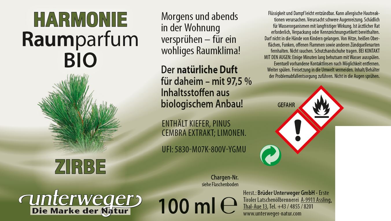 Pine Block Organic Room Perfume Harmonie by Unterweger