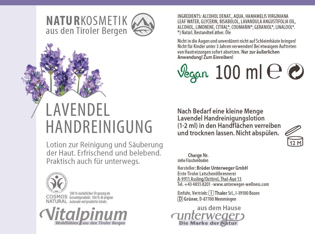 Lavendel Handreinigungslotion mit Bio Lavendelöl von Unterweger