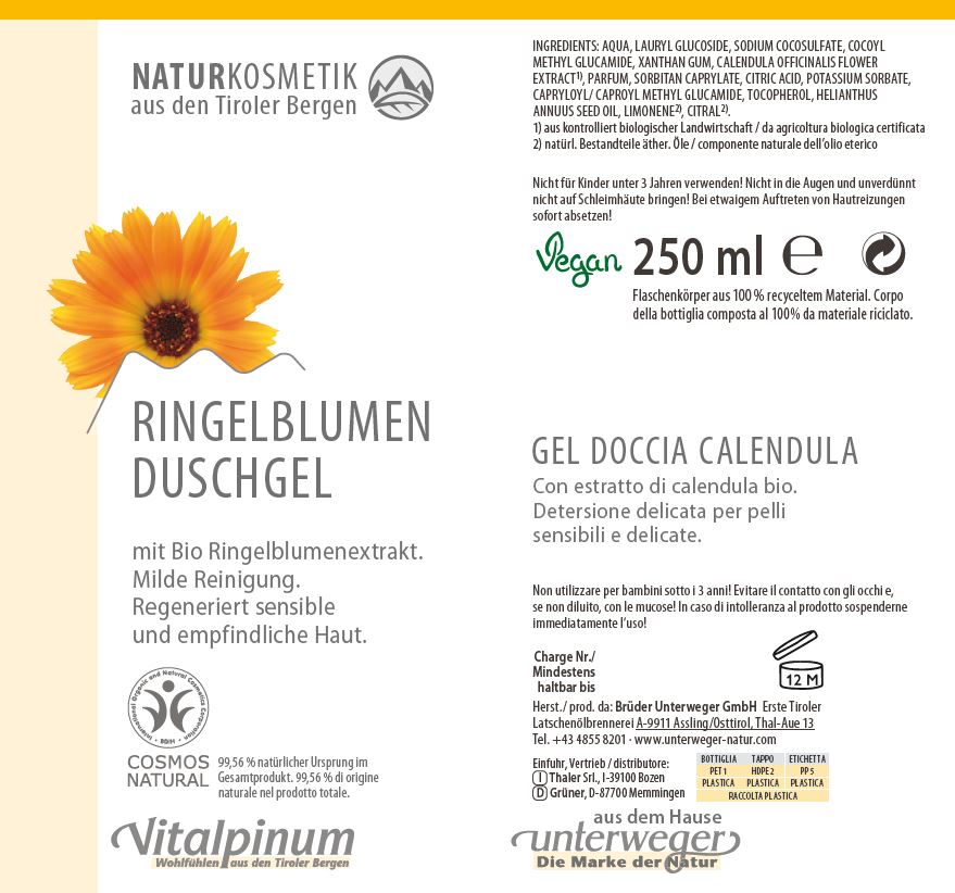 Ringelblumen Duschgel – Naturkosmetik von Unterweger für empfindliche Haut