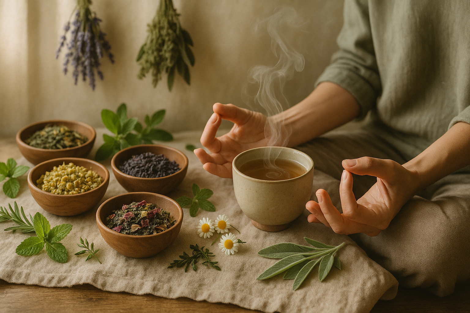 Naturkosmetik und Wellnessprodukte von Öko-Essentials – biologisch, nachhaltig und stilvoll arrangiert mit grünen Blättern auf neutralem Hintergrund.