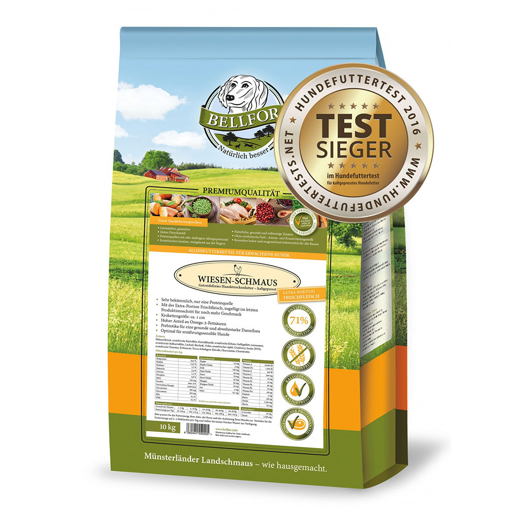 Bellfor Hundefutter Wiesen-Schmaus kaltgepresstes Huhn Trockenfutter