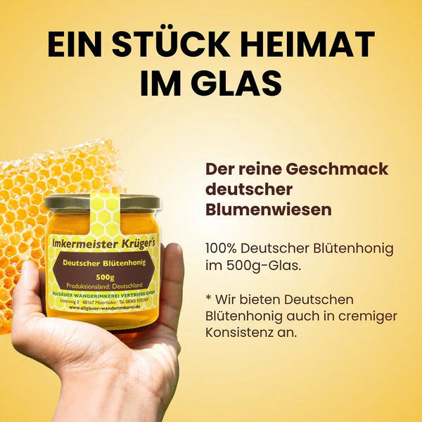 Deutscher Blütenhonig 500g – Flüssiger Premium Honig aus Deutschland
