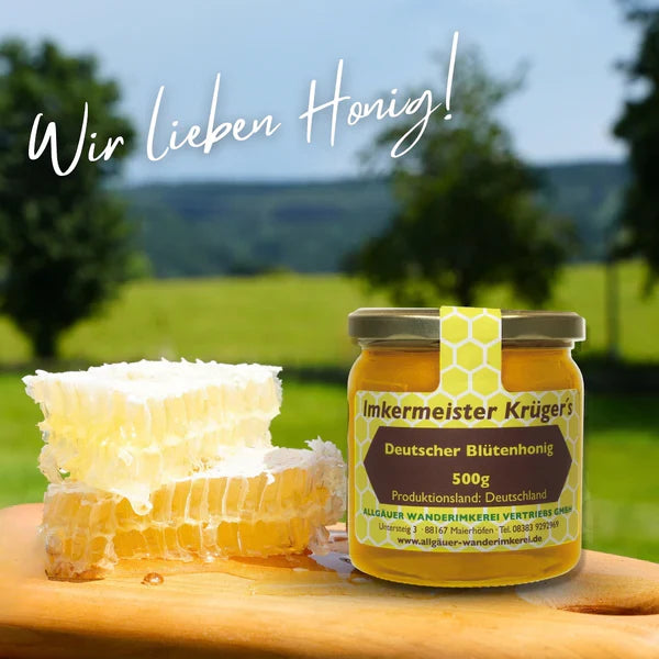Deutscher Blütenhonig 500g – Flüssiger Premium Honig aus Deutschland