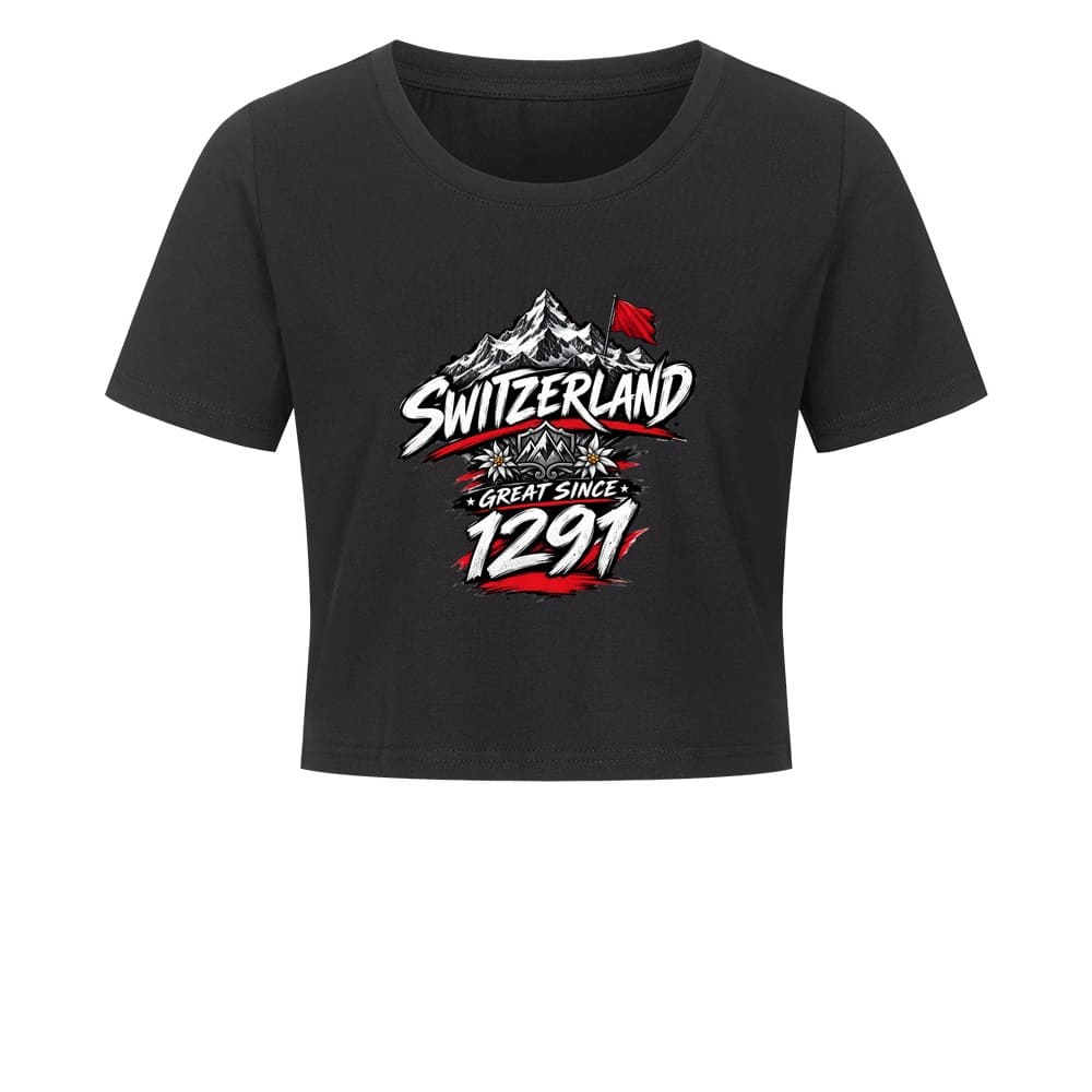 Damen Crop T-Shirt Switzerland Great since 1291 – Gym Power