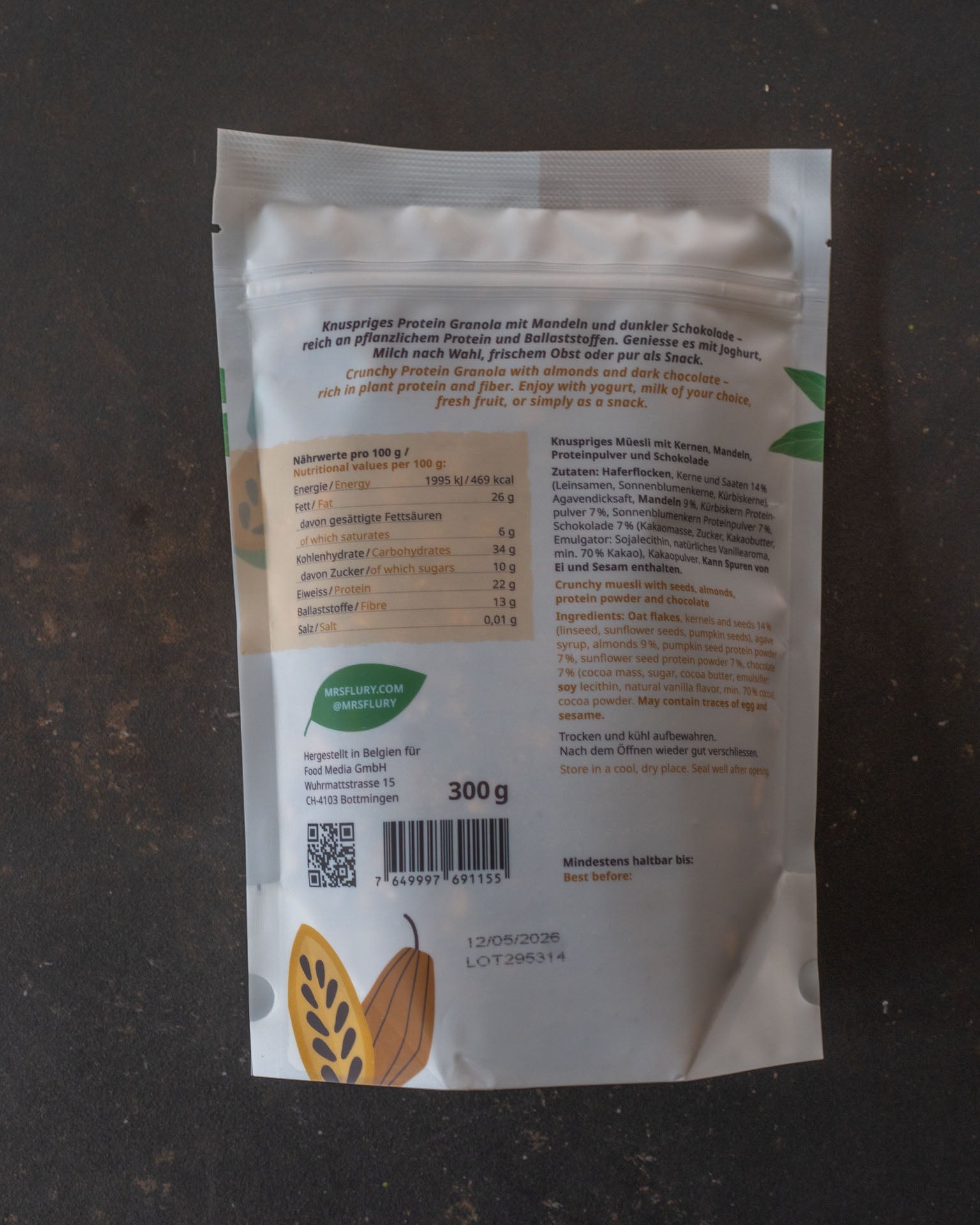 Choco Protein Granola vegan – 22% Protein, knuspriges Schoko Müesli