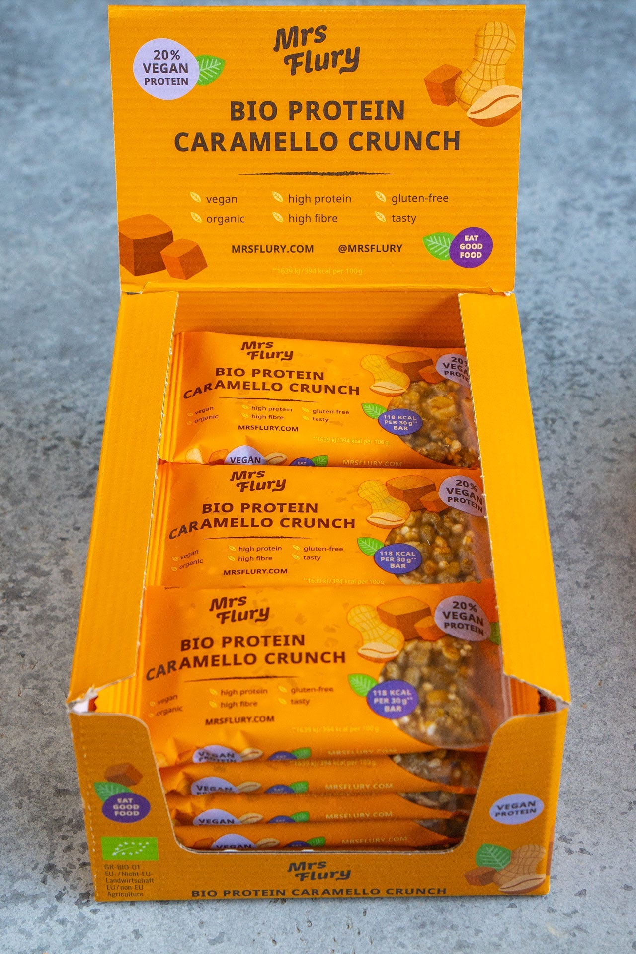 Bio Protein Caramello Crunch Riegel – Veganer Protein Snack mit Erdnuss