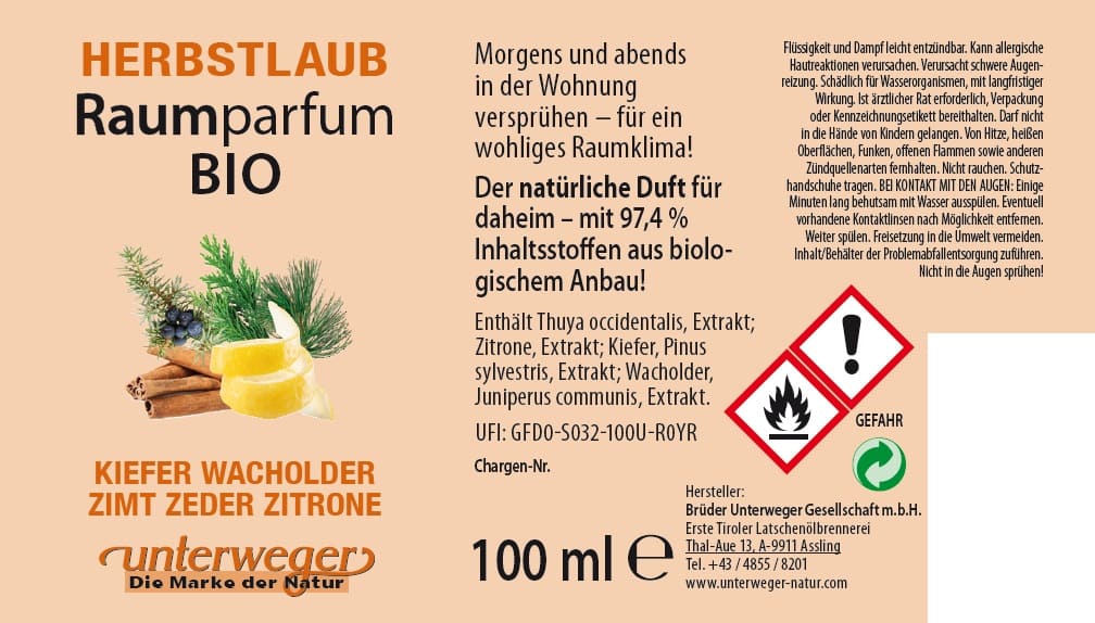 Unterweger Bio Raumparfum Herbstlaub