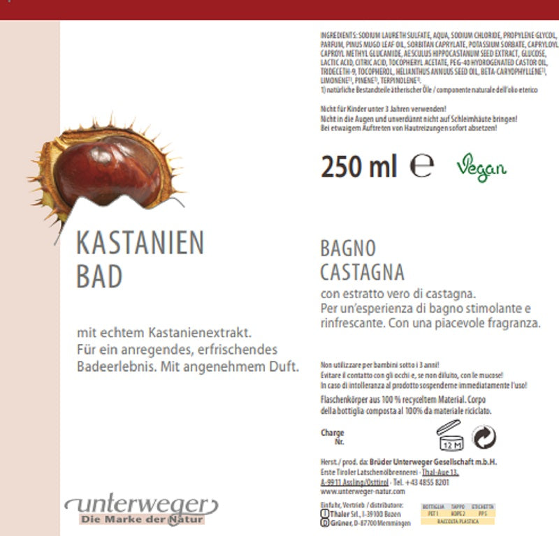 Rosskastanie Badezusatz – Wohltuende Unterweger Pflege für schwere Beine, vegan