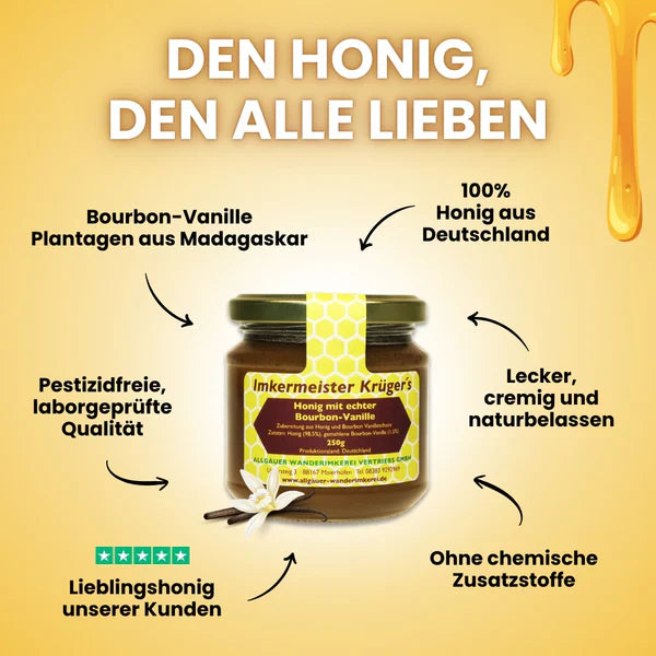 Honig mit echter Bourbon-Vanille aus dem Allgäu 250g