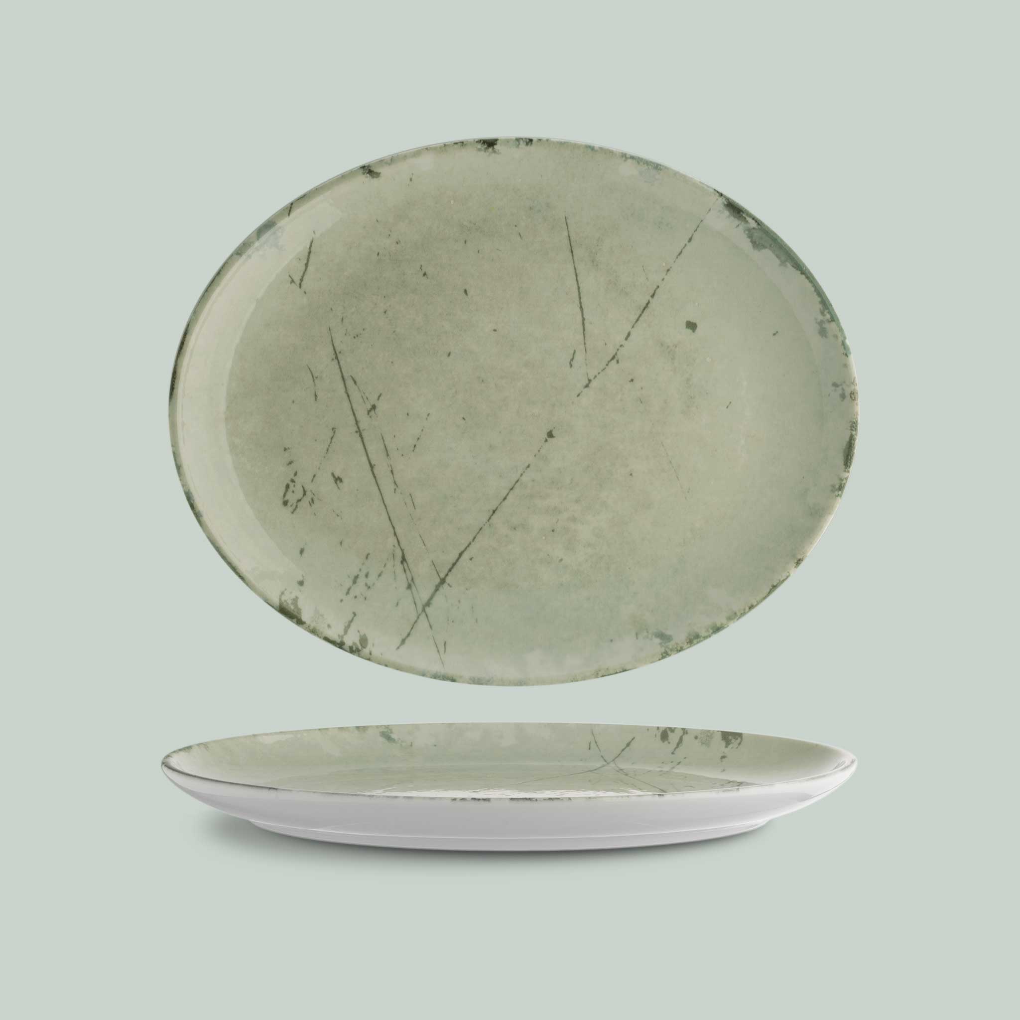 Suisse Langenthal Decolab Stone Platte oval – Elegantes Porzellan im Steindesign