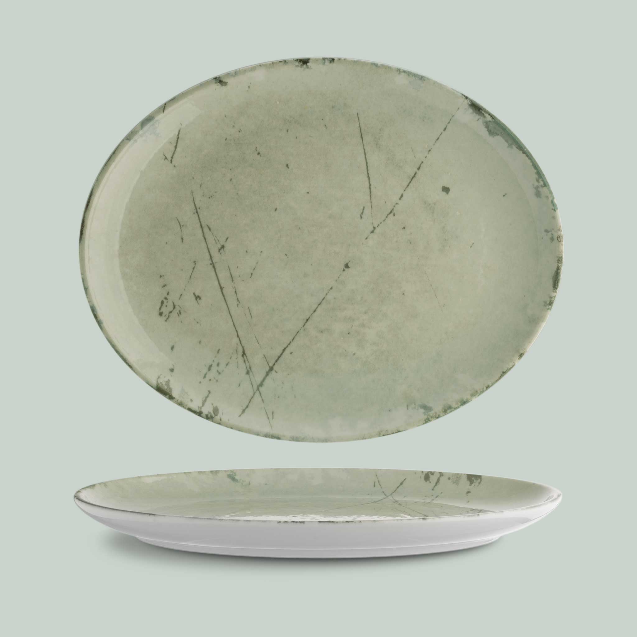 Suisse Langenthal Decolab Stone Platte oval – Elegantes Porzellan im Steindesign