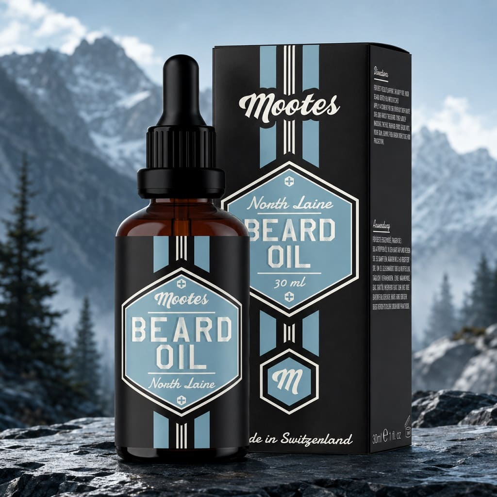 Bartöl North Laine Mootes – Natürliches Bartöl mit Mandelöl, Jojoba & urban-würzigem Duft