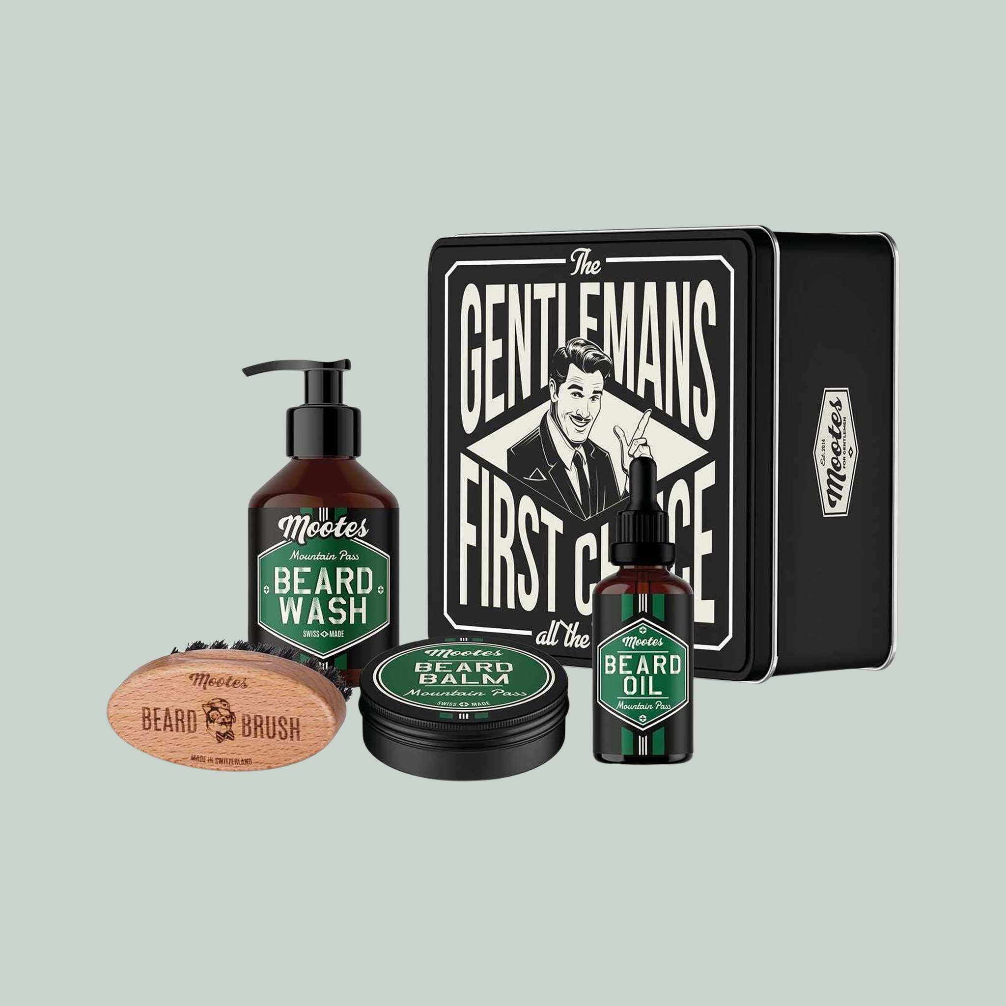 Mootes beard care set Mountain Pass - beard oil, shampoo, balm & vegan brush - Made in Switzerland