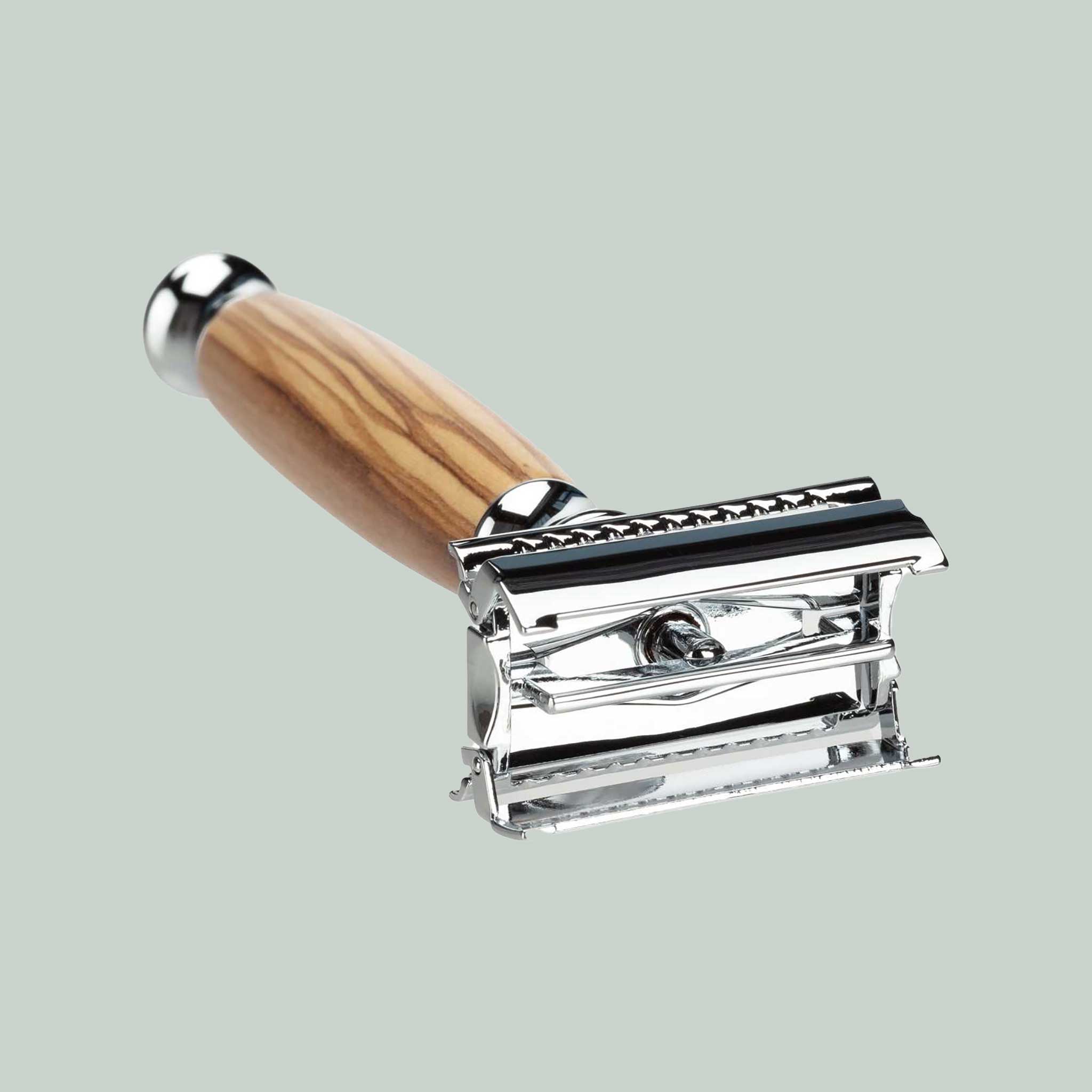 Mootes butterfly safety razor olive wood - closed comb, classic wet shave