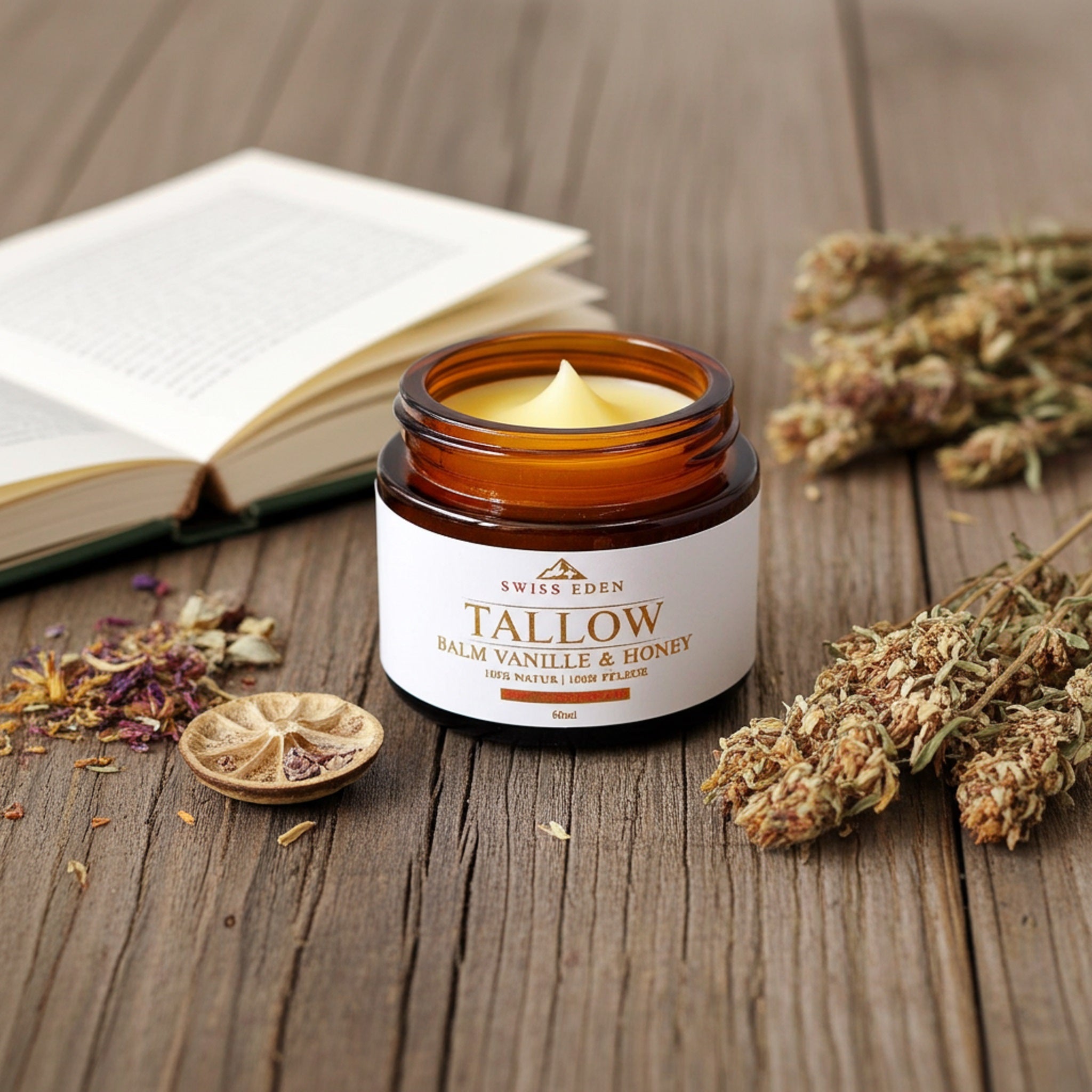 Swiss Tallow Balm Vanilla and Honey – Rich organic skin care with natural tallow