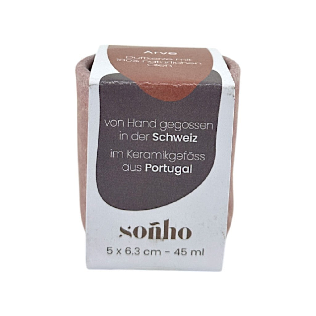 Duftkerze Arve – Schweizer Handarbeit im Keramikgefäss - klein