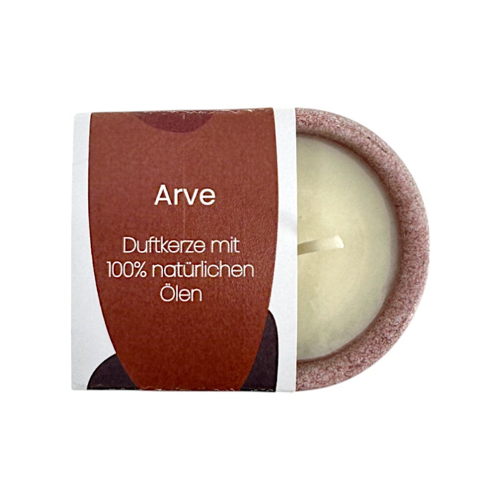 Duftkerze Arve – Schweizer Handarbeit im Keramikgefäss - klein