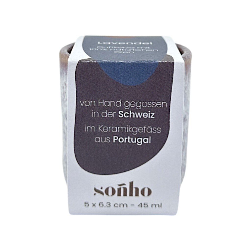 soñho small lavender scented candle – Swiss handmade in a ceramic container