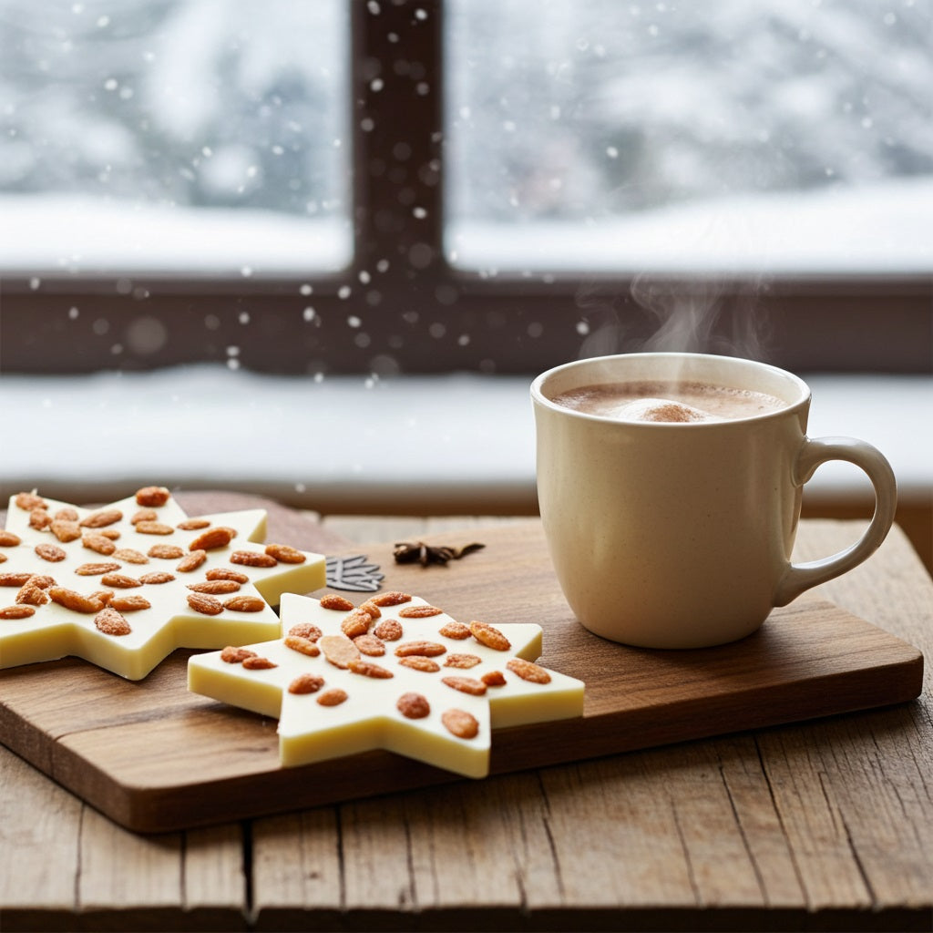 Aeschbach Schokoladen Stern Weiss mit karamellisierten Mandeln – 150 g