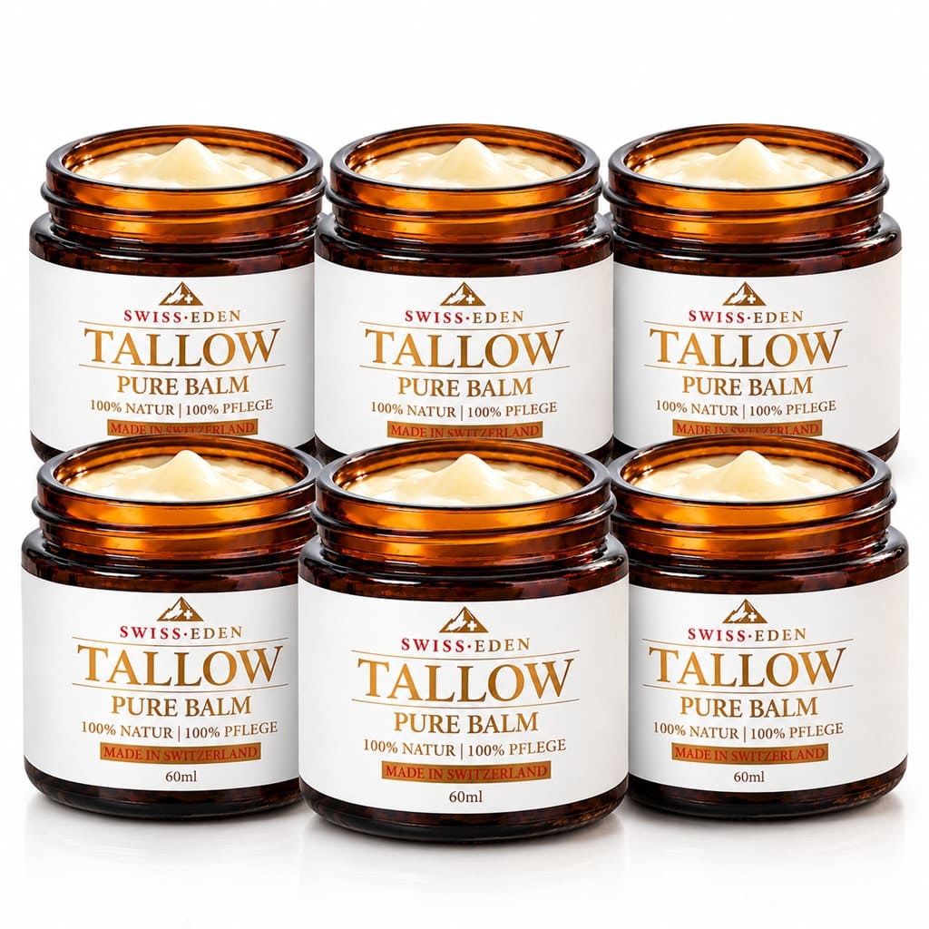 Swiss Eden Tallow Balm Pure Vorteilspackung mit 6 Gläsern