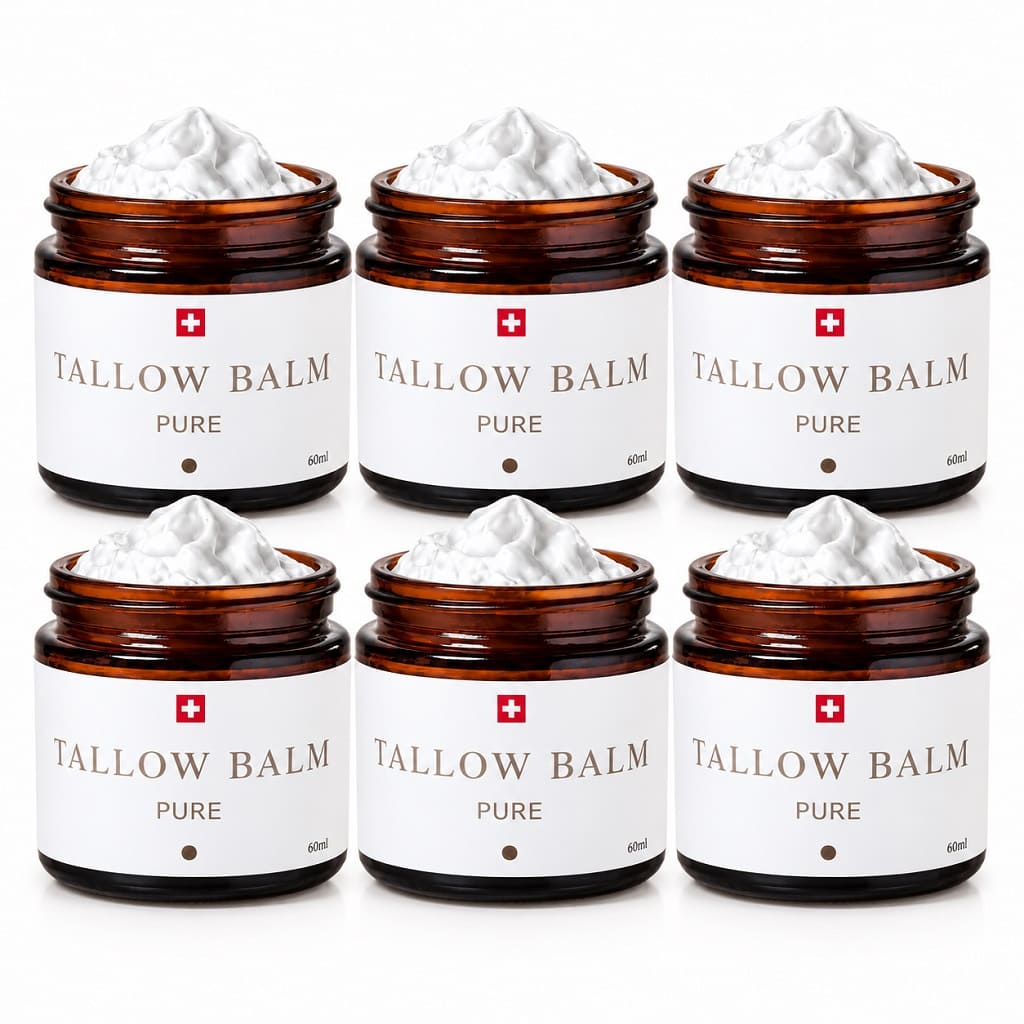 6x60ml Original Swiss Tallow Balm Pure – Creme aus 100% Weidetalg