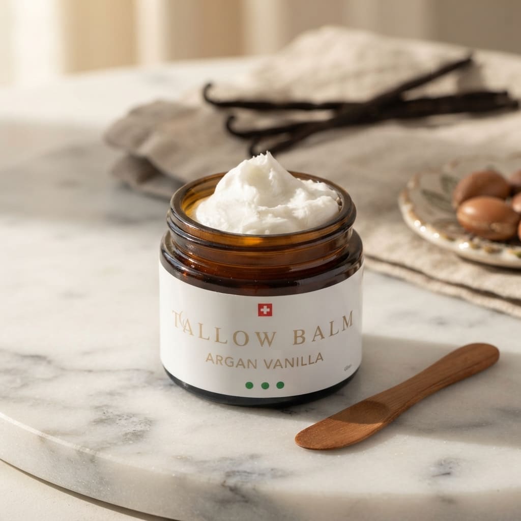 Swiss Tallow Balm Argan Vanilla – 100% Beef Tallow from Swiss Pasture-Raised Cattle (Value Pack)