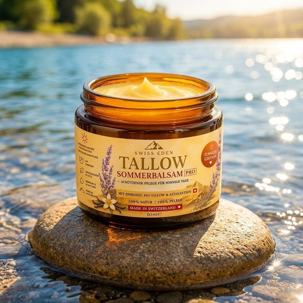 Schweizer Bio Tallow Sommerbalsam PRO mit Bio-Tallow, Zinkoxid und Astaxanthin