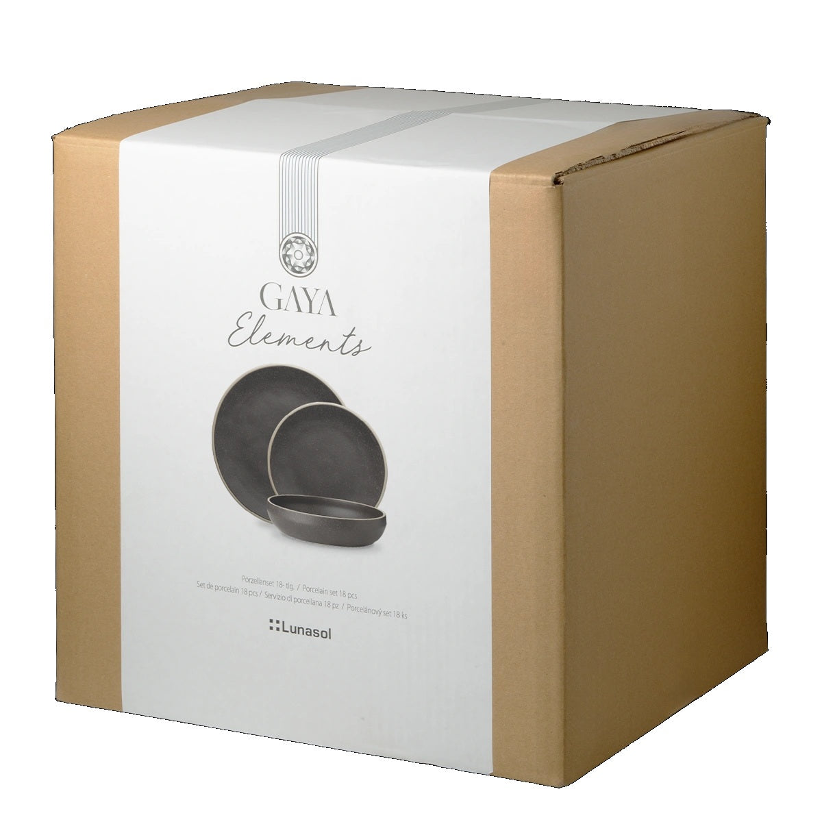 Elegant dinnerware set in deep midnight black - Lunasol