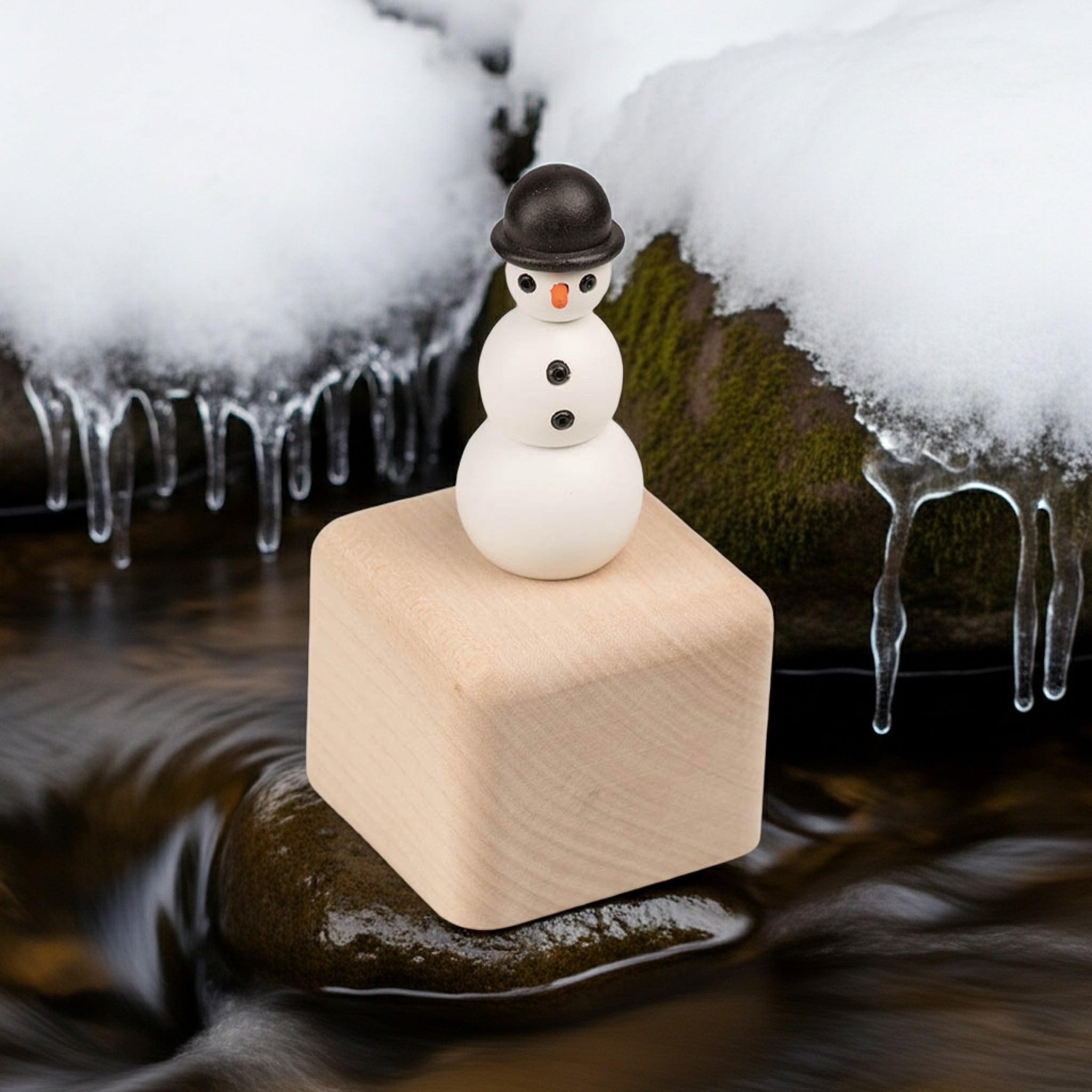 Kiener Musikwürfel Schneemann – handgefertigter Schneemann aus Schweizer Holz