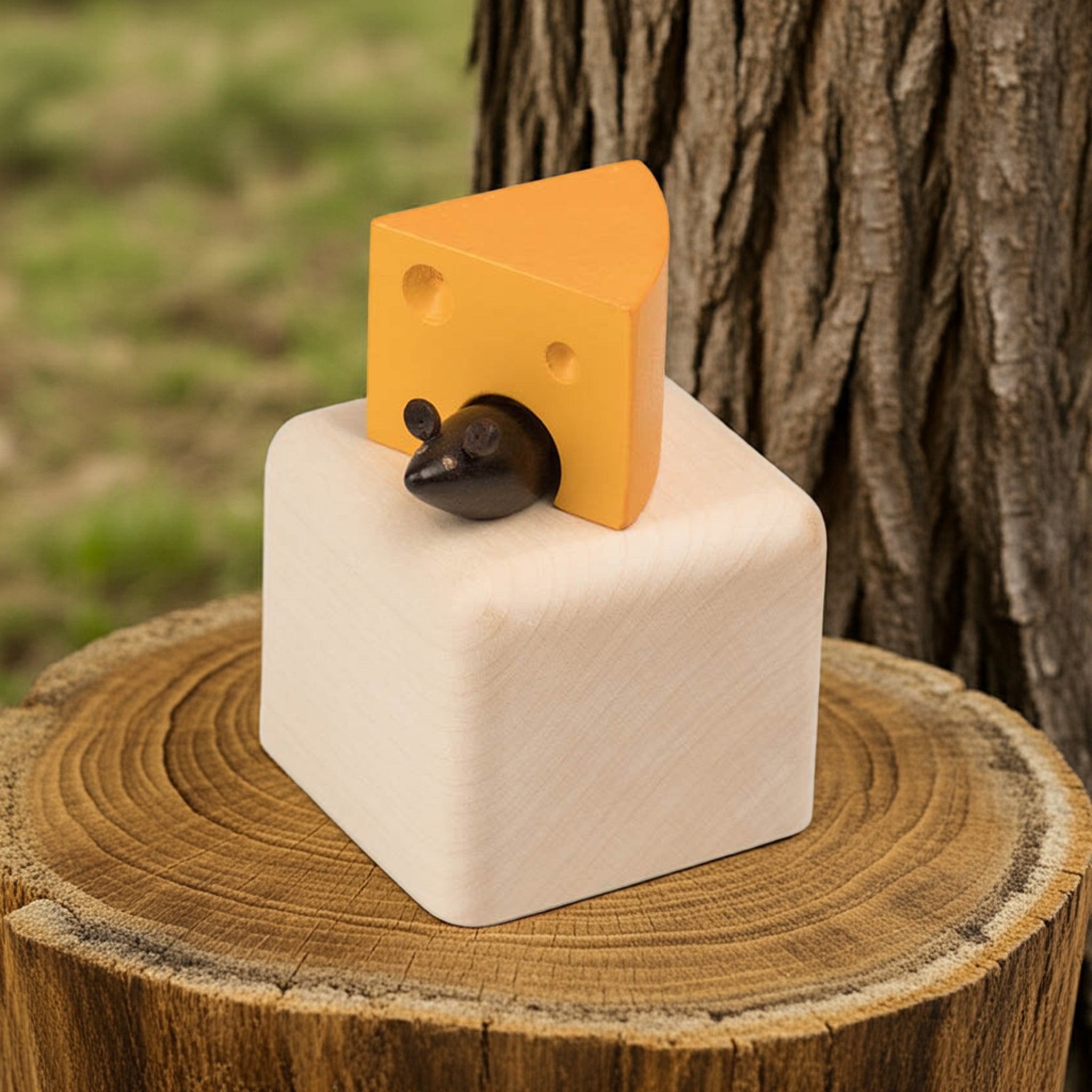Kiener Musikwürfel Käse mit Maus – handgefertigtes Musikspielzeug