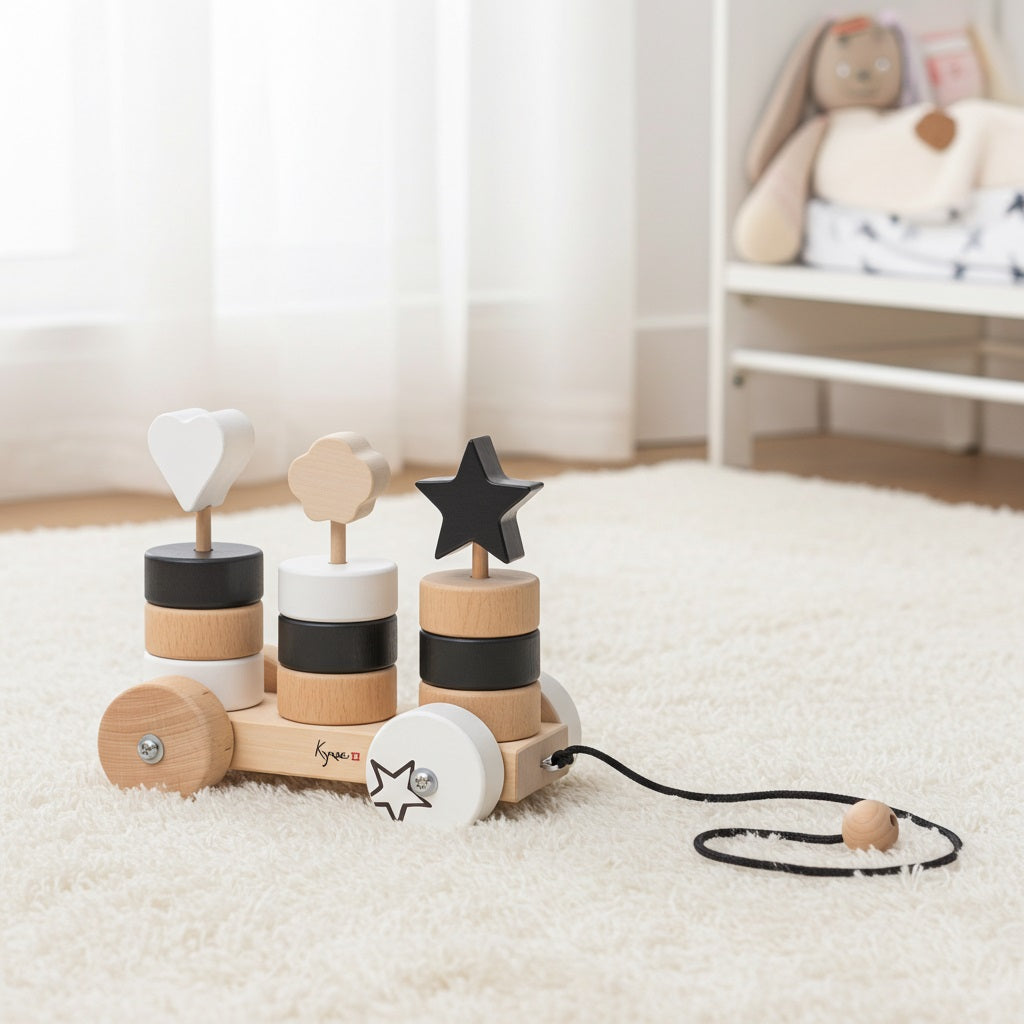 Trauffer Kynee Nachziehwagen – Lernspielzeug zum Stapeln, Ziehen & Entdecken