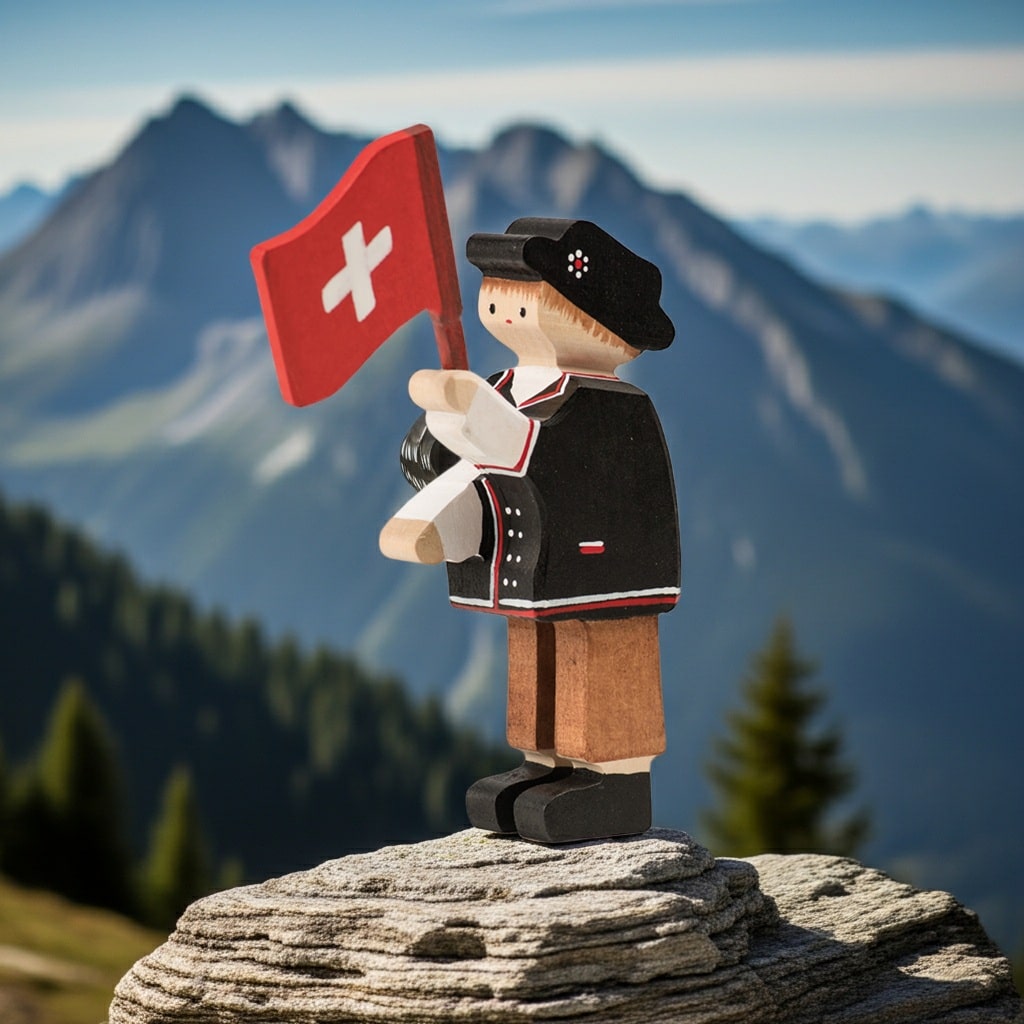 Trauffer Fahnenschwinger Paul – handgefertigte Holzfigur