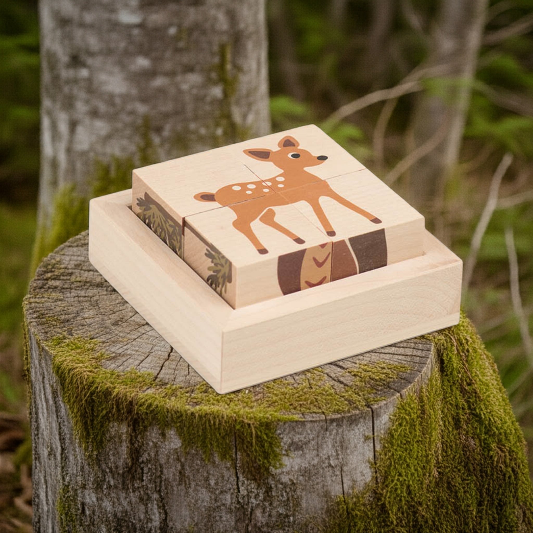 Kiener Würfelpuzzle Wald – nachhaltiges Holzpuzzle aus der Schweiz