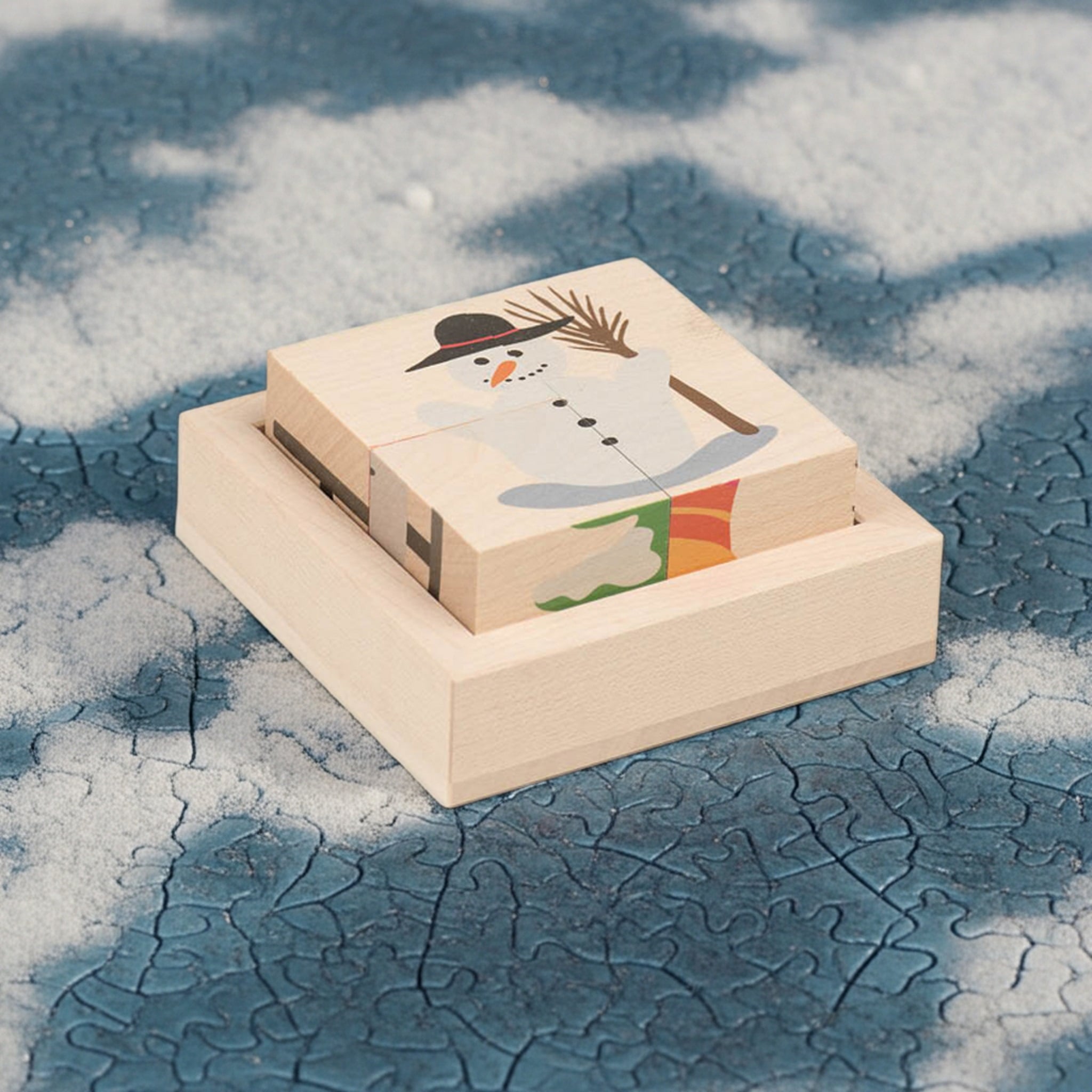 Kiener Würfelpuzzle Winter – nachhaltiges Holzpuzzle aus der Schweiz
