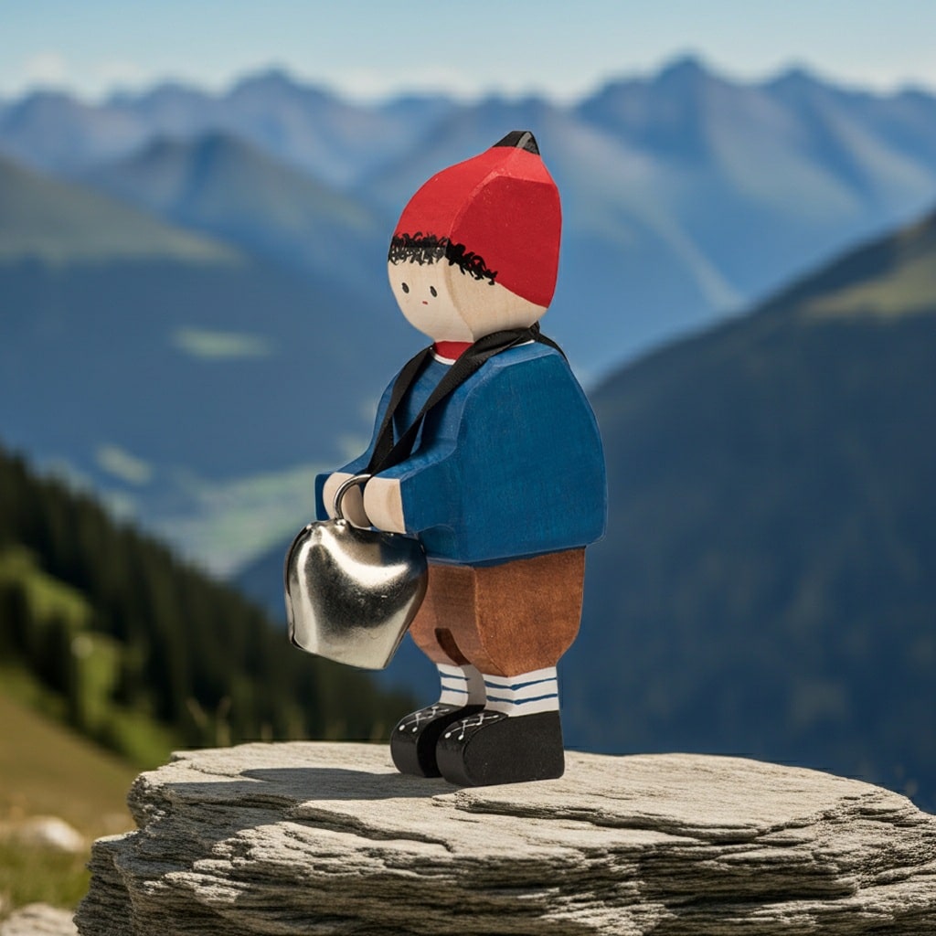 Trauffer Holzfigur Urs mit Schelle – handgefertigte Holzfigur