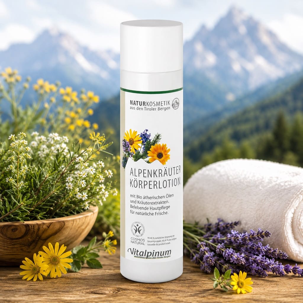 Unterweger Alpenkräuter Körperlotion – Naturkosmetik mit Bio-Ölen und Kräuterextrakten aus den Tiroler Bergen