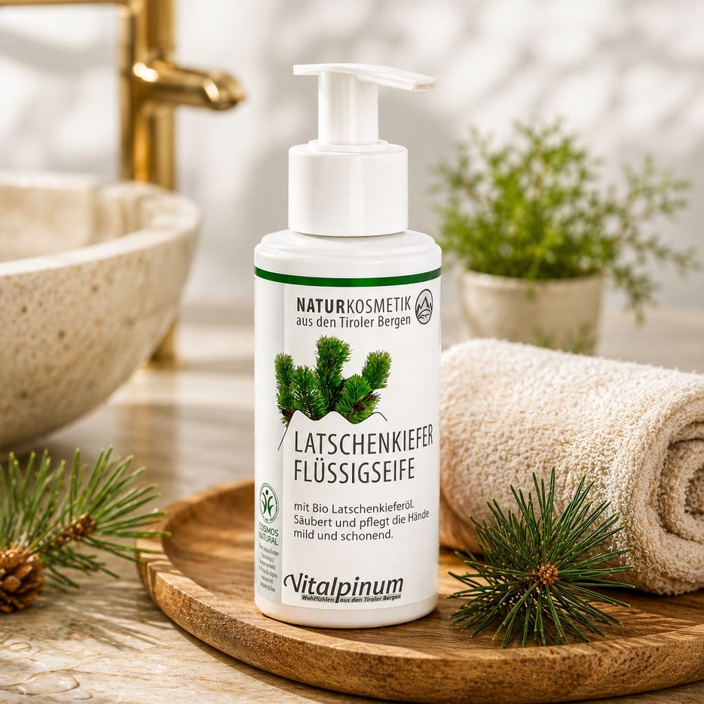 Unterweger Latschenkiefer Flüssigseife mit Bio-Latschenkieferöl – Naturkosmetik aus den Tiroler Bergen