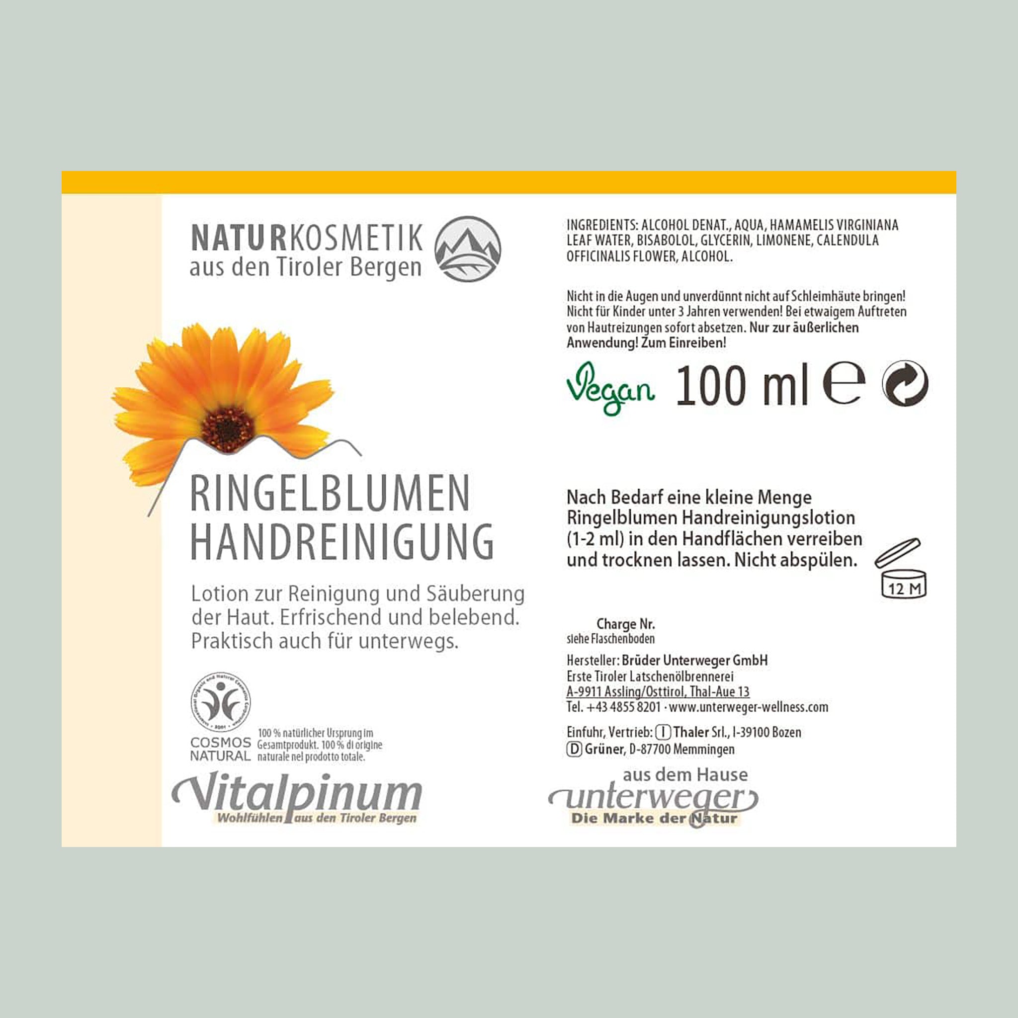 Unterweger BIO Ringelblumen Handreinigungslotion – Sanfte Pflege für unterwegs