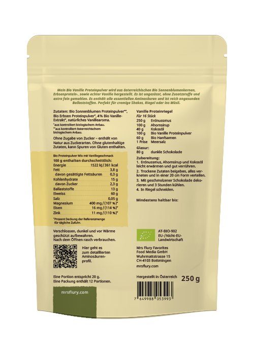 Bio Vanille Proteinpulver – 60% pflanzliches Protein