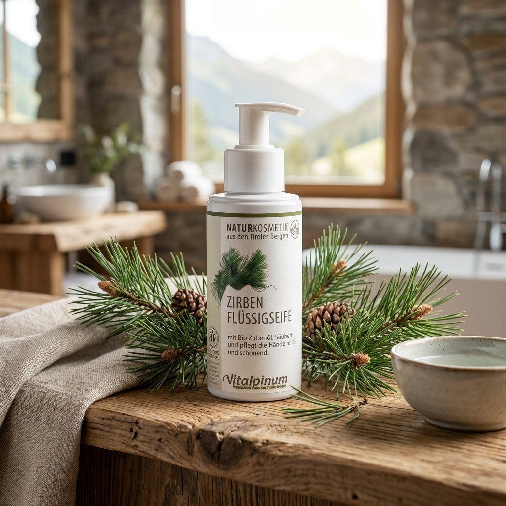 Pine pine liquid soap with organic stone pine oil from Unterwegeer - mild & gentle