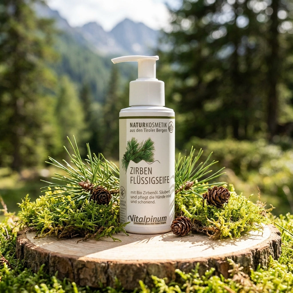 Pine pine liquid soap with organic stone pine oil from Unterwegeer - mild & gentle