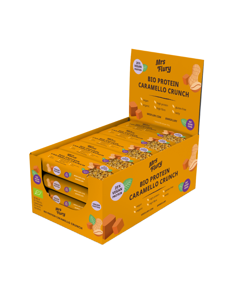 Bio Protein Caramello Crunch Riegel – Veganer Protein Snack mit Erdnuss