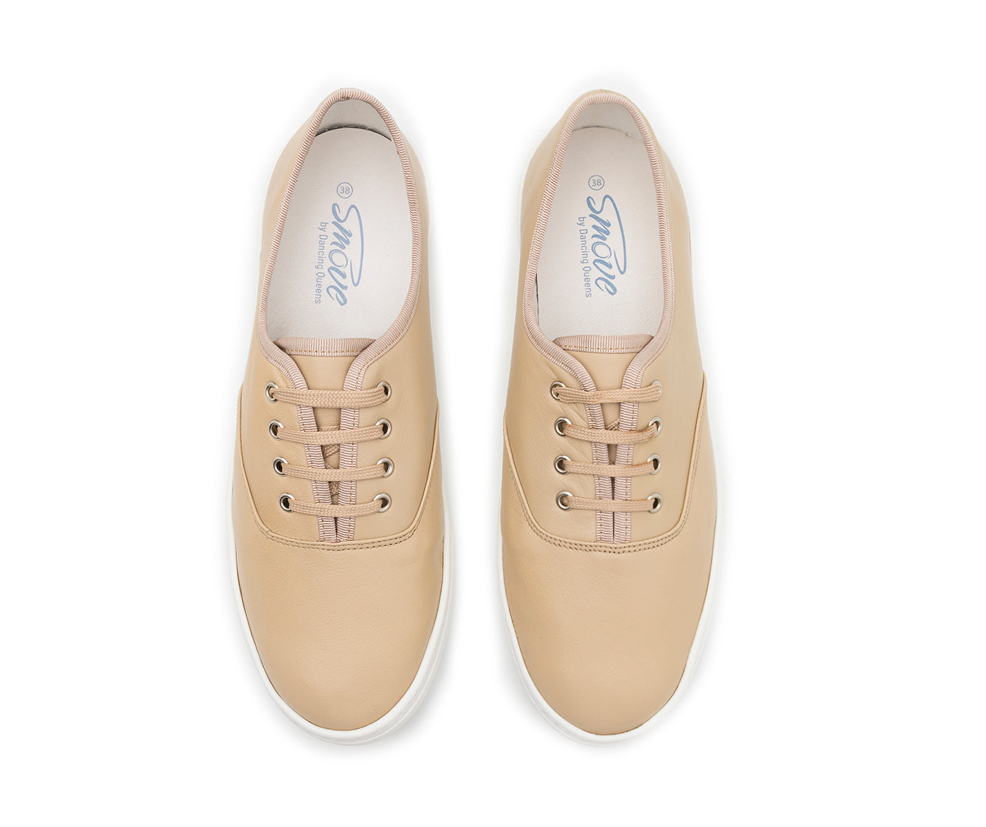 SMOVE Dance Sneakers Beige Leather – Genuine Leather Dance Sneakers