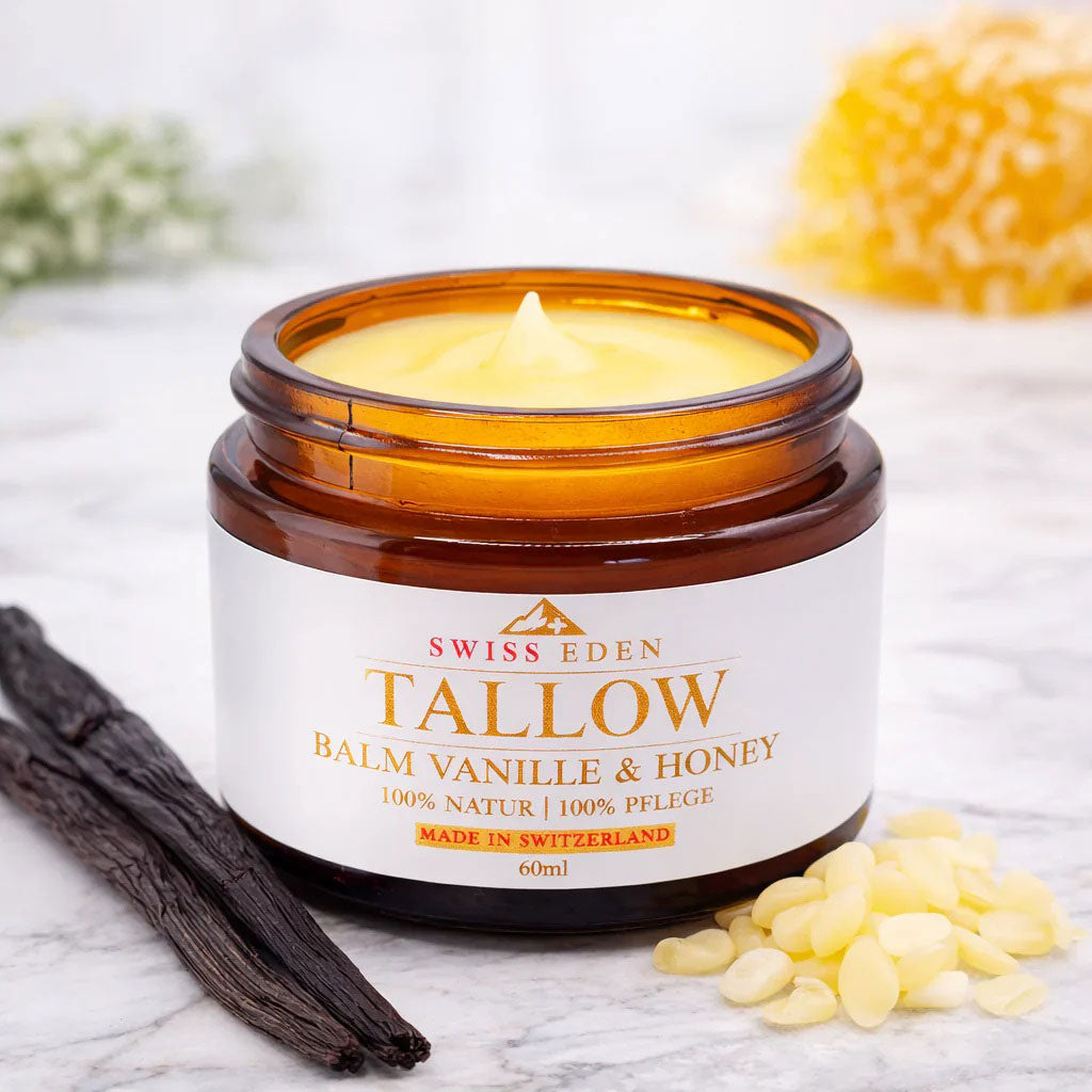 Swiss Eden Tallow Balm Honig Vanille für natürliche Hautpflege