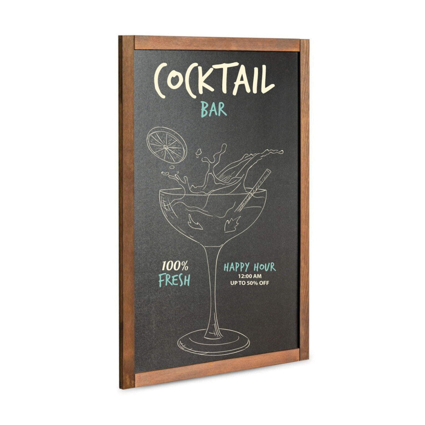 Wandkreidetafel mit Holzrahmen Dunkelbraun – Menütafel & Infotafel in 4 Grössen